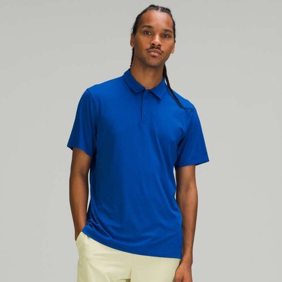 Lululemon Men's Snap Front Performance Short Sleeve Polo - Blue - Picture 1 of 6